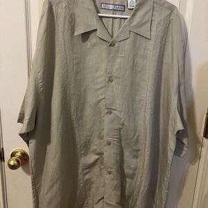 Men's Tan Linen Resort Shirt Size 2X Great Condition